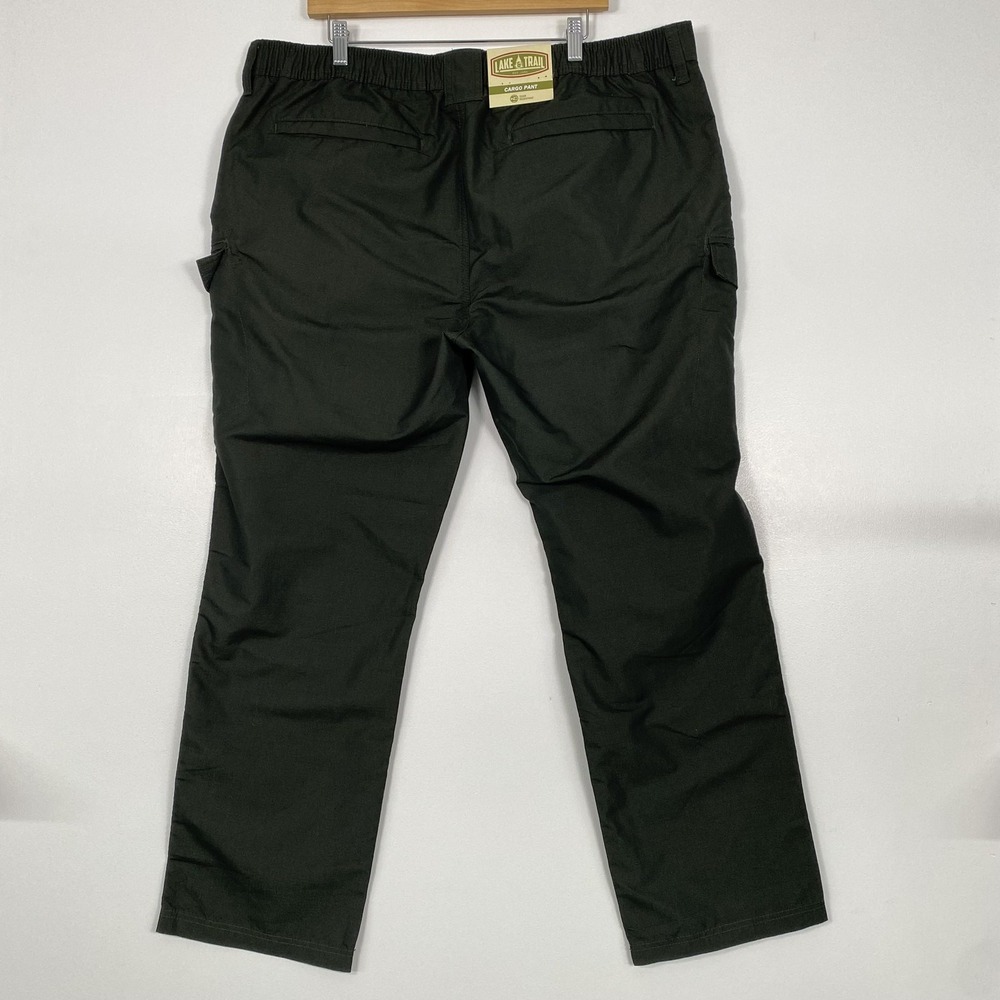 Lake & Trail Cargo Pants Mens 43x30 Green Elastic Waist Tear Resistant Workwear - Picture 5 of 16